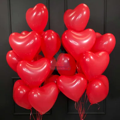Шары на 14 февраля - сердца красные матовые с гелием 30 см купить в Москве  - заказать с доставкой - артикул: №2523