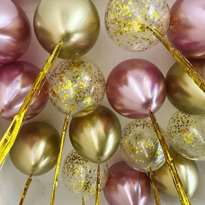Шары шарики под потолок белые, розовые, золотые микс | Купить с доставкой в  Киеве | Лучшая цена