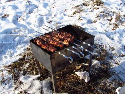 Шашлык на даче зимой в Рождество 2018. Фотограф Илья Химич.