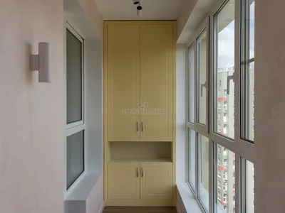 Шкафы из МДФ «Озани» для балкона или лоджии по индивидуальным размерам,  Арт.365