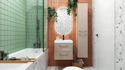 Стильный встроенный шкаф в ванную комнату - по индивидуальным размерам арт.  3847