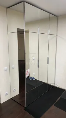 Полностью зеркальный распашной шкаф в коридор Вагман, современный стиль на  заказ