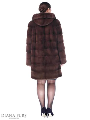 Шуба из меха норки поперечка с капюшоном Т1299 - магазин шуб Diana Furs
