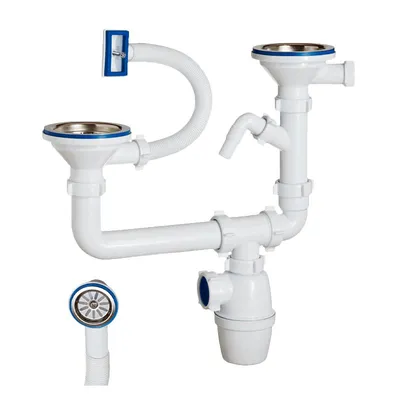 Сифон для кухни Aquant B1025-30-MR 1 1/2\"*40 с отводом под стиральную  машину купить в интернет-магазине Гемма