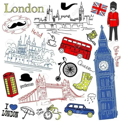 Лондон всегда хорошая идея Литерность и символы Лондона нарисованные рукой  Редакционное Стоковое Изображение - иллюстрации насчитывающей икона, шлем:  108237369