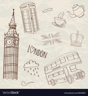 Установить Символы Лондона — стоковая векторная графика и другие  изображения на тему Лондон - Англия - Лондон - Англия, Такси, Автобус -  iStock