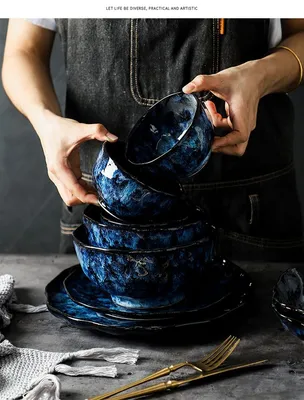 Посуда синяя ручной работы | Синяя посуда, Посуда, Салатницы