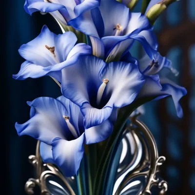 Ар нуво синие гладиолусы в красивой…» — создано в Шедевруме