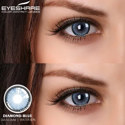 1 пара цветных контактных линз EYESHARE для глаз, натуральные синие линзы,  годовая красота, модные линзы для учеников, серые линзы, контактные линзы  для зеленых глаз | AliExpress