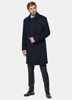 Двубортное темно-синее пальто 154C купить по цене 42 990 р. в  интернет-магазине Albione в Москве и РФ