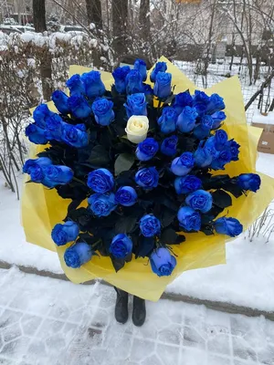 Композиция \"Синие розы в шляпной коробке\"» с розами - купить в Мурманске за  9 870 руб