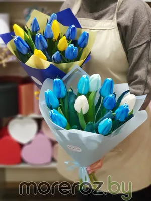 Купить букет из 27 синих тюльпанов в Томске - доставка цветов MAKI