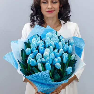 Синие тюльпаны - 66 фото