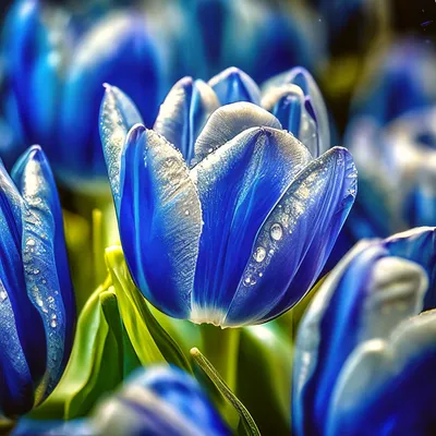Watercolors, blue tulips/Акварельные цветы, синие тюльпаны Stock  Illustration | Adobe Stock