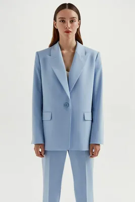 Купить женский темно-синий пиджак с длинным рукавом