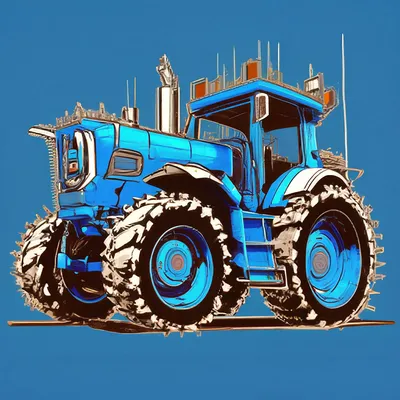 По полям, по полям синий трактор …» — создано в Шедевруме