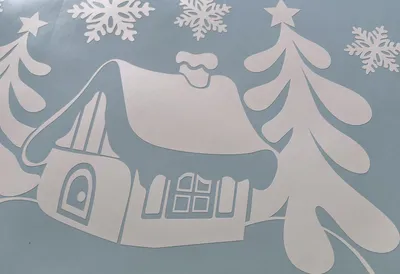 Новогодние наклейки Сказочные домики снежинки (декор окон витрин Новый год)  самоклейка 48х31 см белый матовый (ID#1992442576), цена: 180 ₴, купить на  Prom.ua