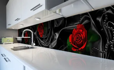Изображение Фон белые розы для скинали высокого качества
