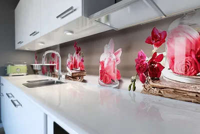 Наклейка виниловая кухонный фартук 60х250 см 3Д Розы - Купить бюджетный 3Д  фартук скинали самоклеющийся для кухни недорого