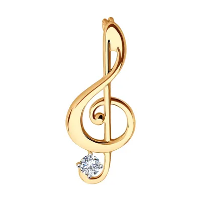 Золотая булавка Скрипичный ключ | купить в Happy-Diamonds.ru