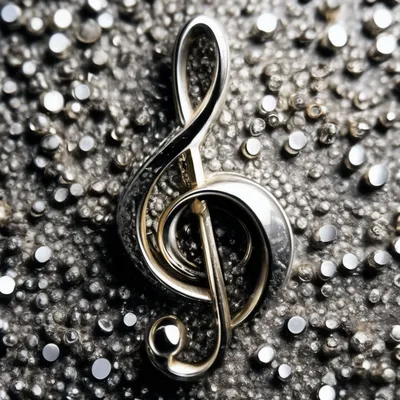 Скрипичный ключ, объемно, серебренный…» — создано в Шедевруме