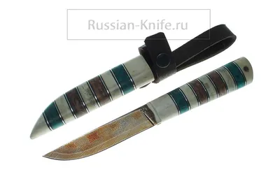 Нож Медведь-6 (дамасская сталь, ручная ковка), голова медведя - Ножи  разделочные, дамаск - Ножи - Магазин Русские ножи - купить нож
