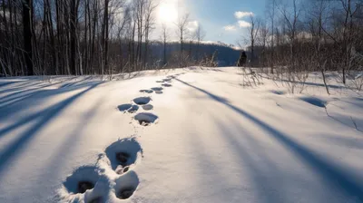 Великолепие природы: следы животных на снегу