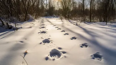 Уникальные следы животных на снегу