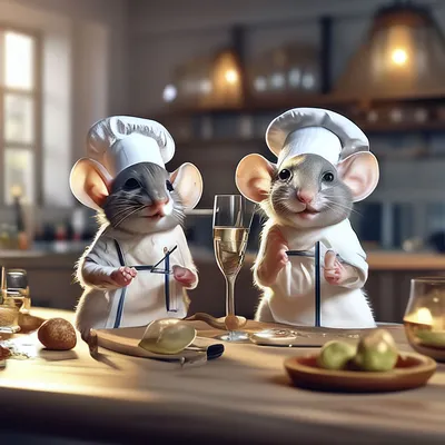 Смешные мышки на кухонном столе в …» — создано в Шедевруме