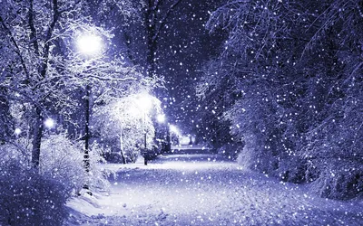 Живописные снежные поля около полуночи