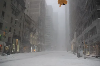 Нью-Йорк замело снегом