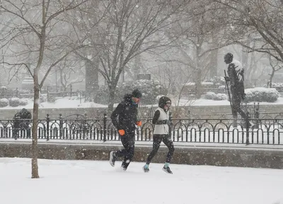 городская улица покрытая снегом до середины часа пик, снег в нью йорке  картинки, Нью Йорк, Манхэттен фон картинки и Фото для бесплатной загрузки