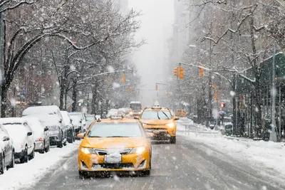 Прекрасный снегопад в Нью Йорке