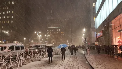 Улови эстетику снега в Нью Йорке