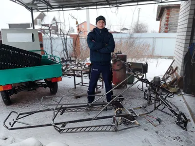 Когда у отца руки золотые - Самодельный детский снегоход из снегоката и  газонокосилки - Блог Станкофф.RU