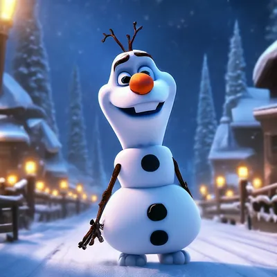 Снеговик Олаф с мультика « Холодное …» — создано в Шедевруме