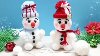 ⛄🎄 Wonderful SNOWMANS from YARN ⛄ Pom Pom Snowman 🎄 Christmas DIY -  YouTube
