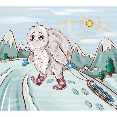 Снежный человек идя на воду Иллюстрация штока - иллюстрации насчитывающей  шерсти, валы: 105683660