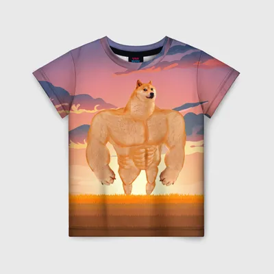 Детская футболка 3D Мем собака качок DOGE ❤ — купить со скидкой 44% на «Все  Футболки.Ру» | Принт — 2962979