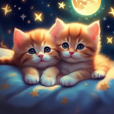 Открытка с пожеланием спокойной ночи от котика - поздравляйте бесплатно на  otkritochka.net