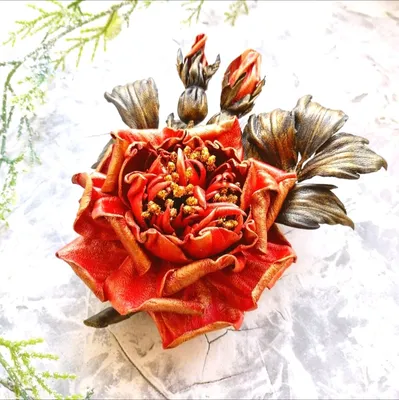 Староанглийская роза. | Цветы из ткани
