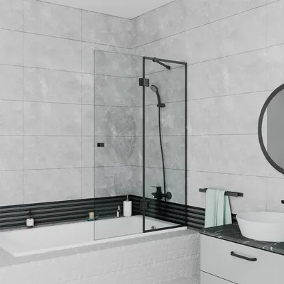 ПСК 'Борус' - Стеклянная перегородка в ванной с распашной дверью