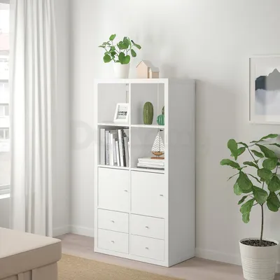 IKEA 70379574 KALLAX КАЛЛАКС Стеллаж - черно-коричневый 77x147 см от  магазина Wmart в Алматы, Астане, Усть-Каменогорске