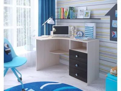 Рабочая зона с угловым столом и шкафом Palermo для школьника в синих  оттенках — купить по цене 120 722 ₽ в интернет-магазине мебели Roomika