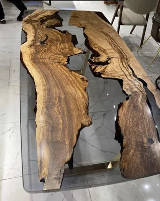 Журнальный стол река из слэба и эпоксидной смолы в Самаре - Excellent Wood