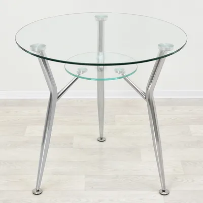 Круглый стеклянный обеденный стол Квадро 18-3 прозрачный/хром заказать |  Интернет-магазин Mebel Apartment