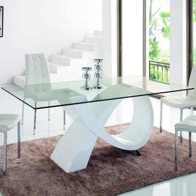 Обеденный стол стеклянный 100х180 см белый ESF - купить за 79500 руб в  интернет-магазине DG-Home