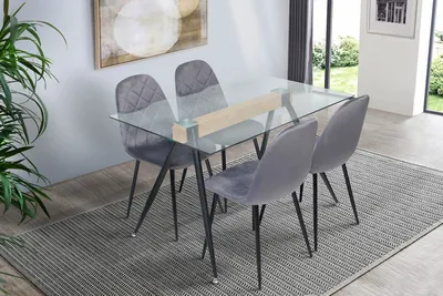 Стол стеклянный с металлическим подстольем KROSEX Re Glass, 180 х 80 см -  GENGLASS - Дизайнерская мебель из стекла и металла.