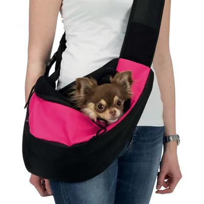 Сумка-переноска для собак “Sling Front Bag” Trixie текстиль, розовая/черная  50 x 25 x 18 см. | Интернет-магазин зоотоваров