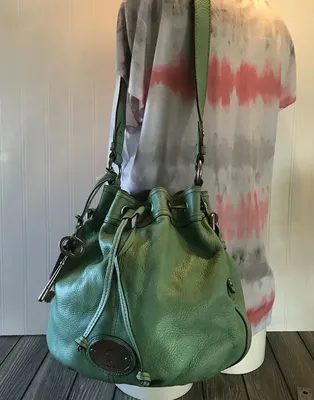 Fossil Grayson Bucket Bag Drawstring Mint Green Leather Hobo Shoulder Purse  | eBay